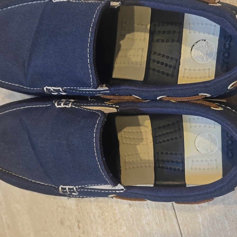 CROCS Unisex Blue Canvas Loafers/Boat Shoes - Picture 12 of 16